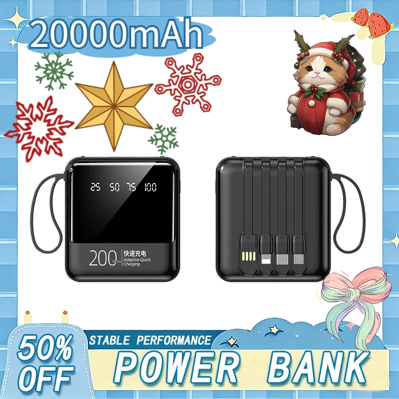 

20000mAh Mini Power Bank Digital Display Portable Powerbank with LED Lights for IPhone Huawei Power Bank Pocket EXternal Battery