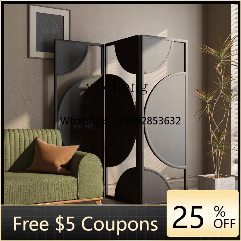 

1 retro screen partition living room folding mobile modern simple light luxury art medieval decoration