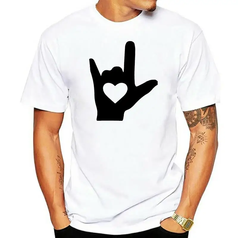 ASL American Sign Language I Love You Men's O-Neck T-Shirts Short Sleeve Shirt unisex men women t shirt