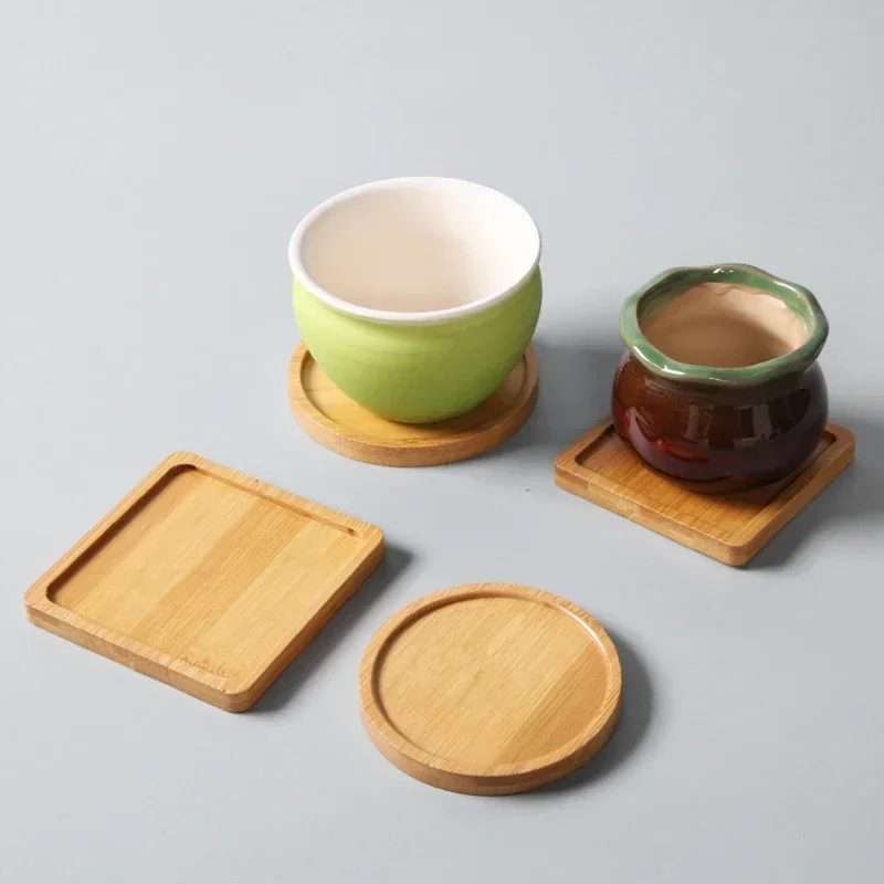 Multi Bamboo Tray Wood Saucer Flower Pot Tray Cup Pad Coaster Plate Kitchen Decorative Plate Creative Coaster Coaster Mata na filiżankę kawy