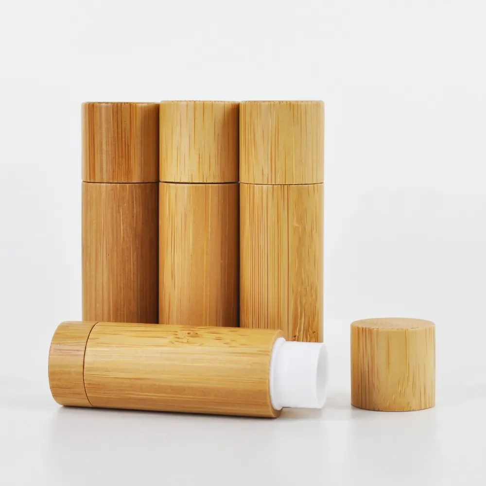 100Pcs 5ml Empty Eco-friendly Bamboo Lipstick Tubes 5G DIY Natural Bamboo Lip Balm Tube Refilliable Containers