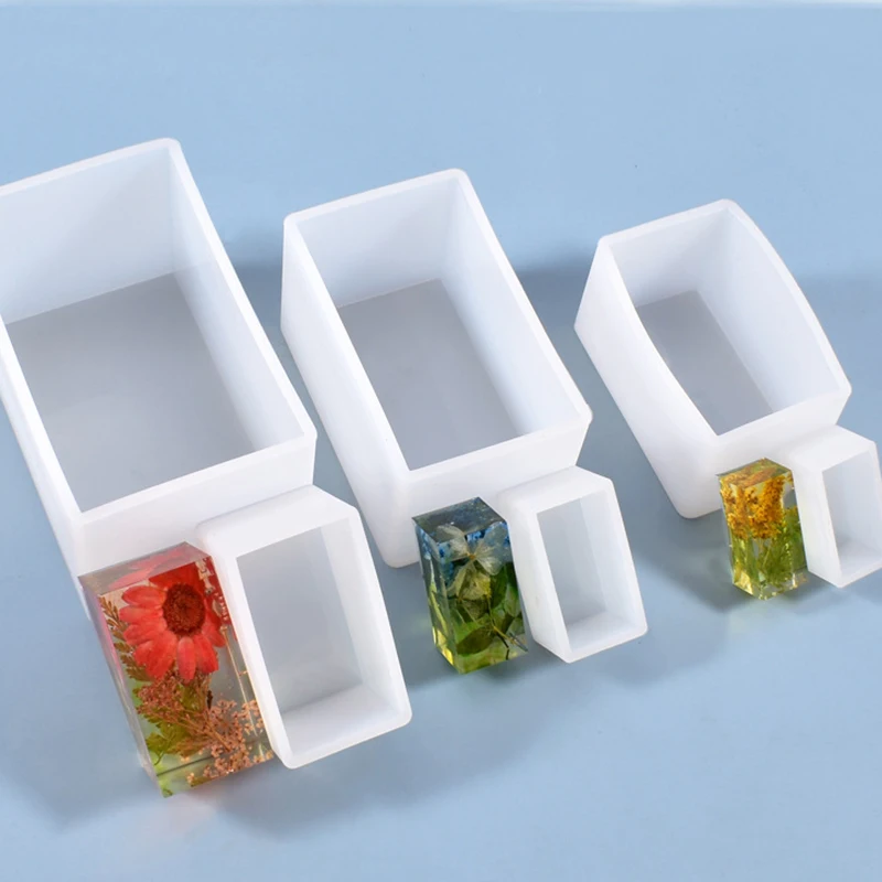 Stampo in gel di silice Tavolo rettangolare tridimensionale Designer Fai da te fatto a mano in resina Fiore secco Riempimento Ornamento Colla Stampo per candele