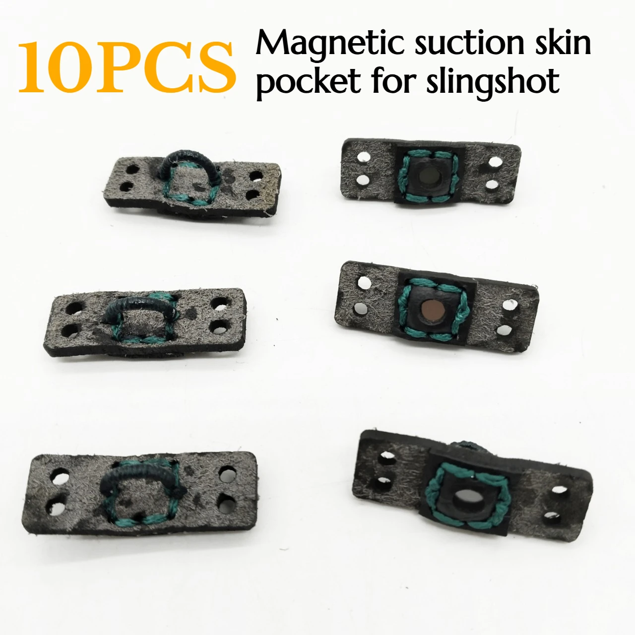 10PCS Slingshot Magnetic D-ring Leather Pocket Ultra Fiber Wear-resistant T-shaped Strong Magnetic Slingshot Accessories