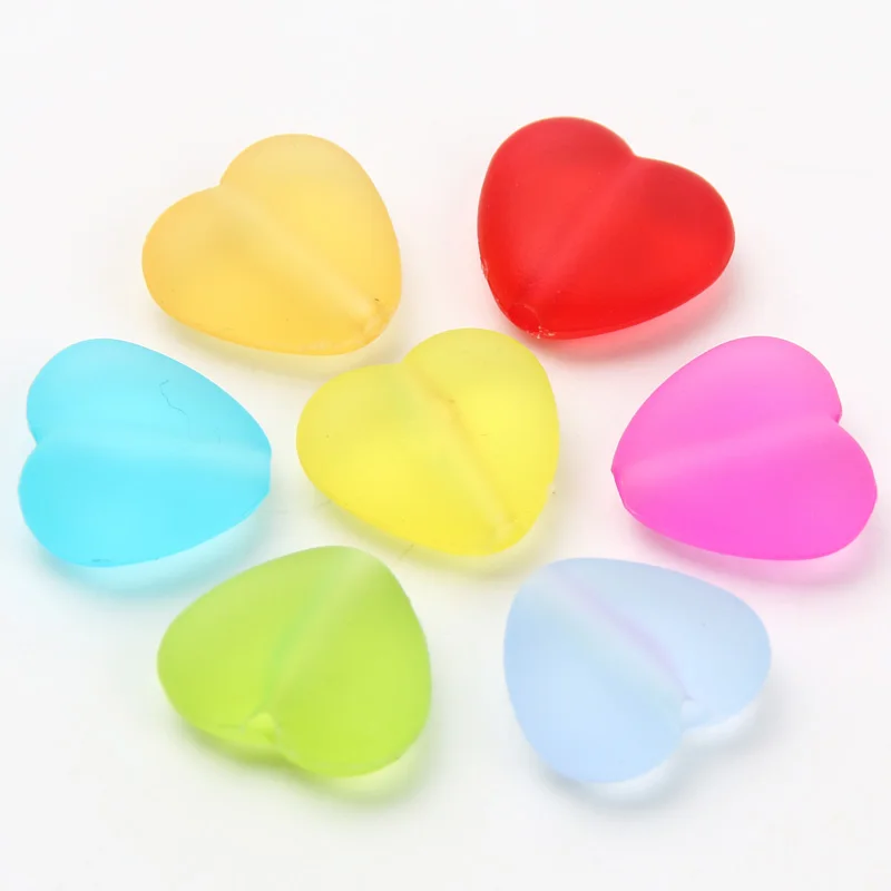 30pcs 9Color Multicolor Matte Heart Shape Acrylic Loose Beads For Jewelry Making Diy Bracelet Necklace Beaded Accessories13x14mm