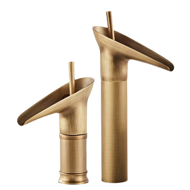 

Antique Bathroom Faucet Brass Basin Faucet Hot & Cold Black Sink Faucet Brass Lavotory Faucet Waterfall Faucet