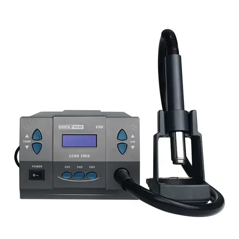 

In stock Original 1300W 220V QUICK 881D Heat Lead Free Hot air Soldering Station Microcomputer Temperature Rework Station