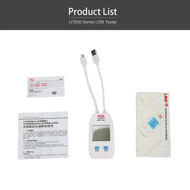 UNI-T USB Tester UT658 Series Digital Voltmeter Ammeter Current Amperemeter Capacity Meter Doctor For Mobilephone Tablet Power