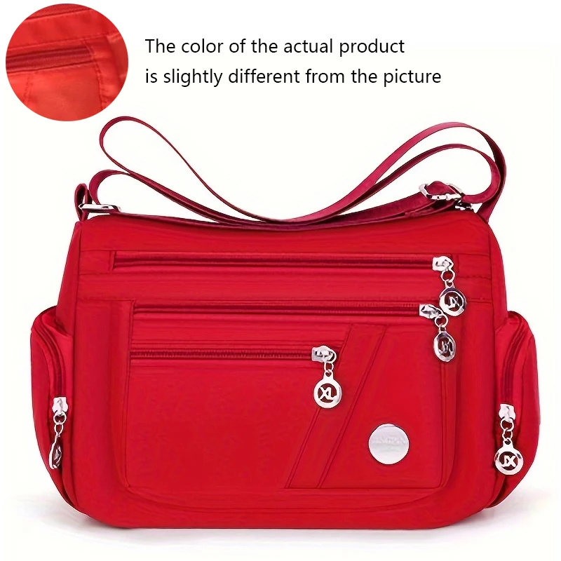 Lässige Damen-Umhängetasche aus Oxford-Gewebe, Wasserdichte Reißverschluss-Handtasche, Große Kapazität Reise-Crossbody-Tasche – Detail 4