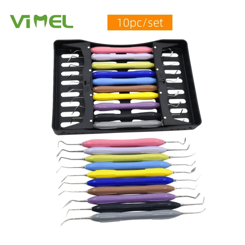 

10pc/set Dental Resin Filler Set Plastic Dresser With Silicone Handle Aesthetic Restoration Kit for Resin Knife Spatula Tool