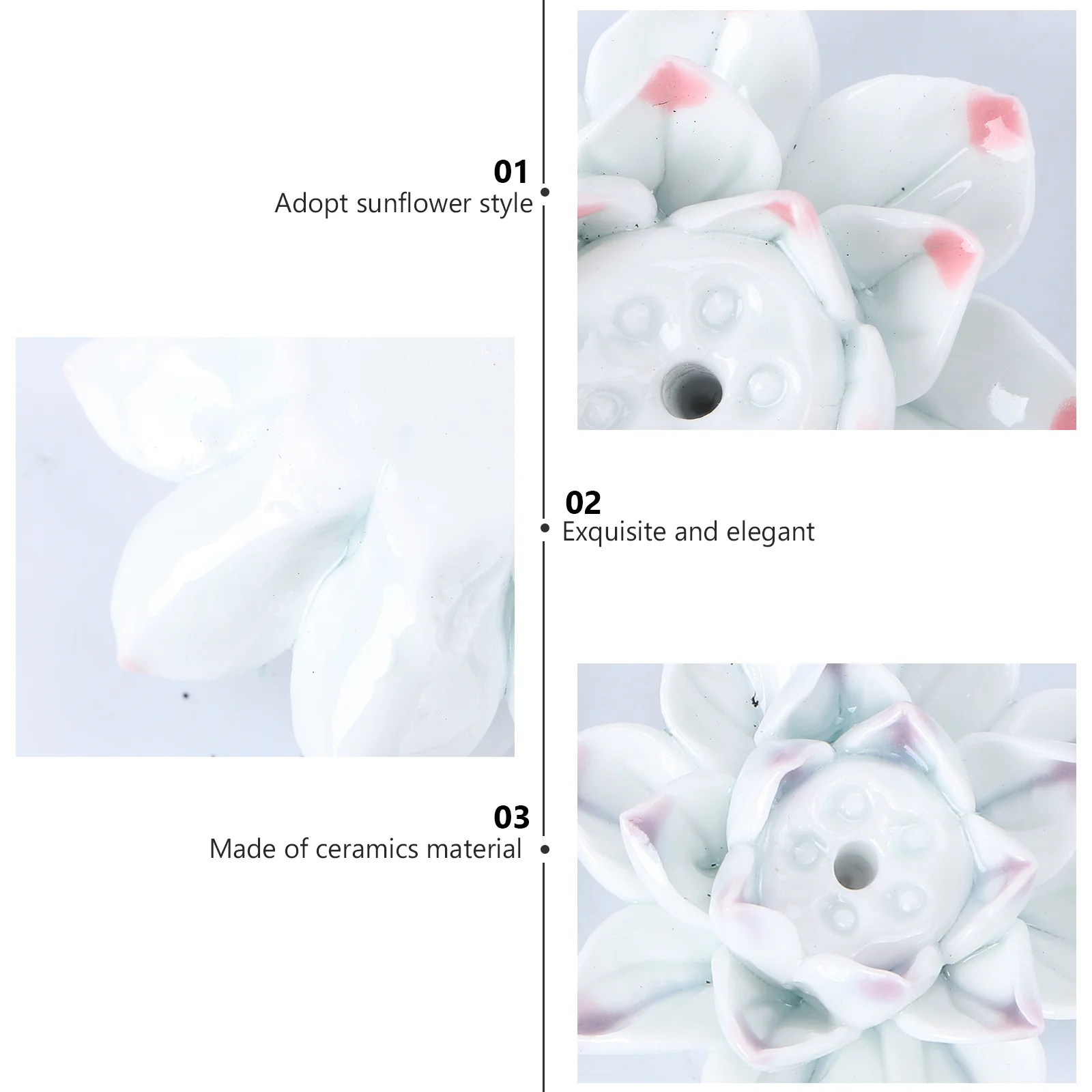 

2Pcs Ceramic Incense Burner Lotus Design Decorative Censer for Home Living Room Bedroom Meditation Office Incense Burner