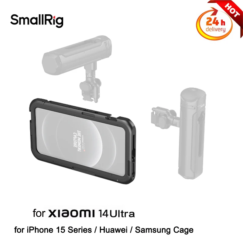 SmallRig Video Phone Cage & Quick Release Side Handle for Xiaomi 14 Ultra/iPhone 15/Huawei Mate60 Pro/Samsung S24 4733 4402 4403