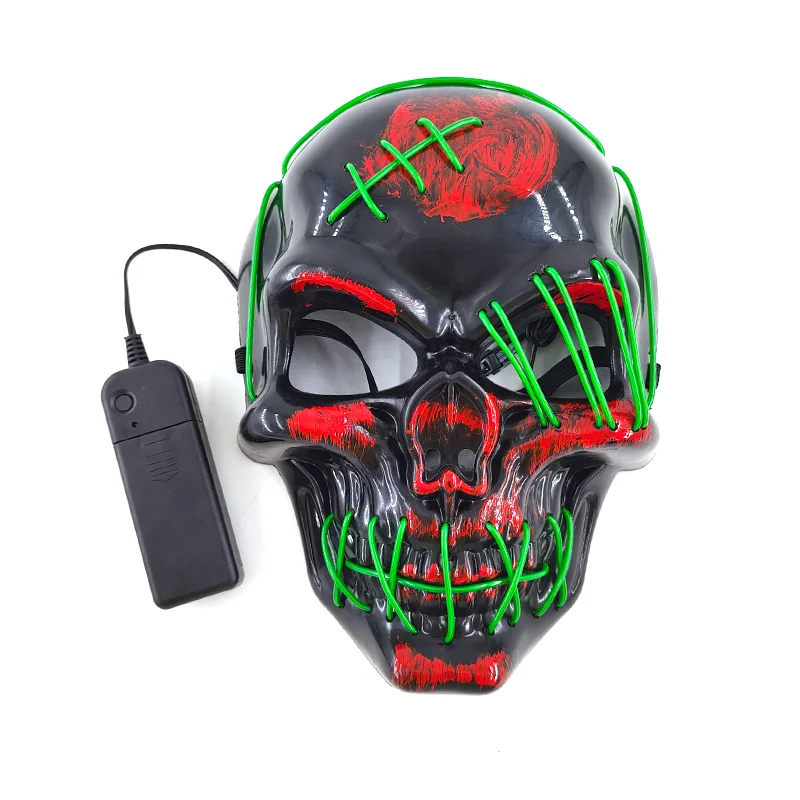 Scary Luminous LED Skull Mask Light Up Skeleton Head Mask Men Women Glow In Dark Neon Face Mask Cosplay Supplies