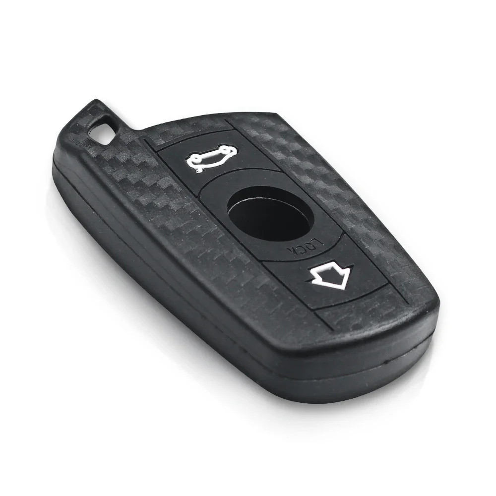 KEYYOU Carbon Fiber Key Case For BMW X1 X5 3 5 Series E90 E91 E92 E60 Silicone Cover
