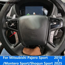 Car Accessories For Mitsubishi Pajero/Montero/Shogun Sport 2016-2023 2024 2025 Carbon Fiber Interior Steering Wheel Cover Trim
