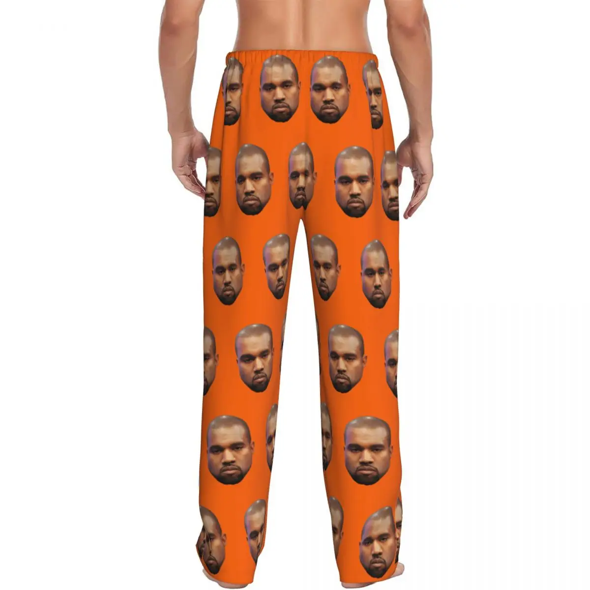 بنطال بيجامة كاني ويست مخصص للرجال مطبوع عليه وجه مضحك ملابس نوم مع جيوب #3