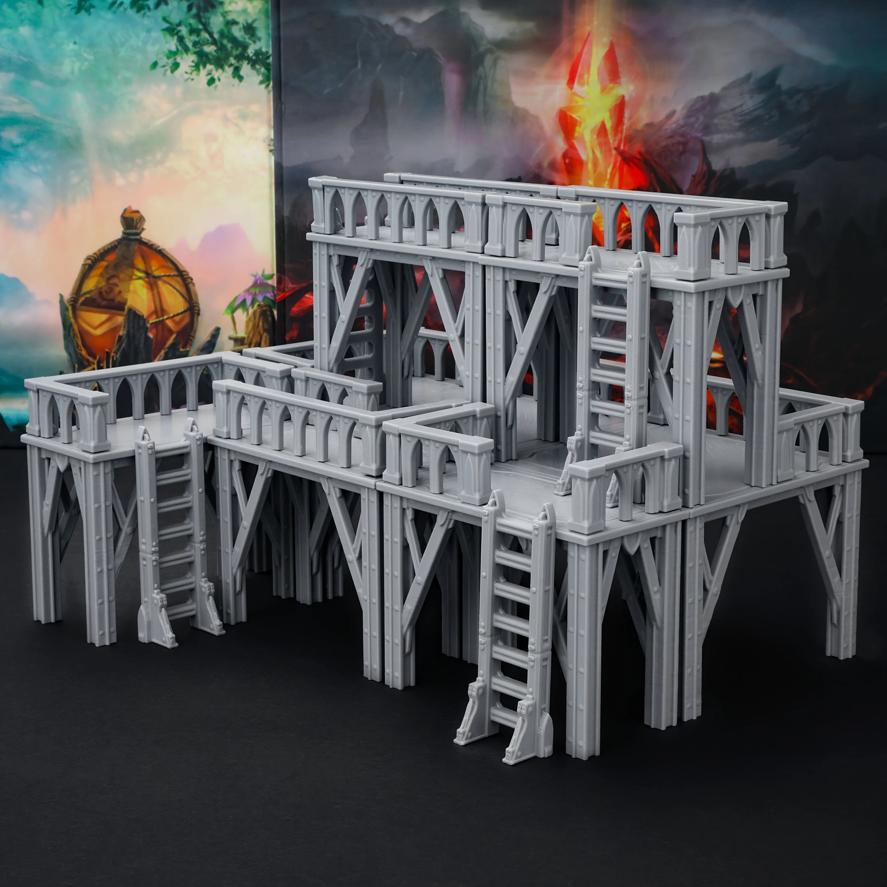 Sci-Fi Scaffolding Miniature Terrain Set, RPG Terrain Miniature Construction Accessories, Perfect Gift for Tabletop Games