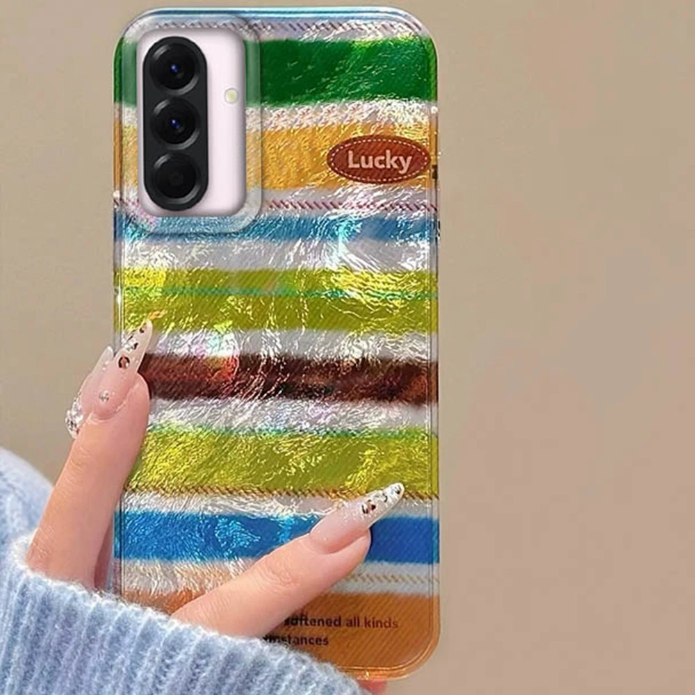 

Color Striped Women Phone Case For Samsung Galaxy A56 A36 A16 A17 A26 A07 A55 A35 A25 A54 S24 S25 Ultra S22 S23 FE Cover Funda