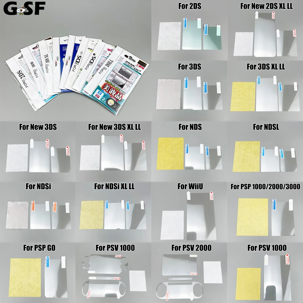 LCD Screen Protective Film For NDS NDSL NDSi Top Bottom Protector Skin Cover for New 2DS 3DS XL LL for PSP PSV GO 1000 2000 3000