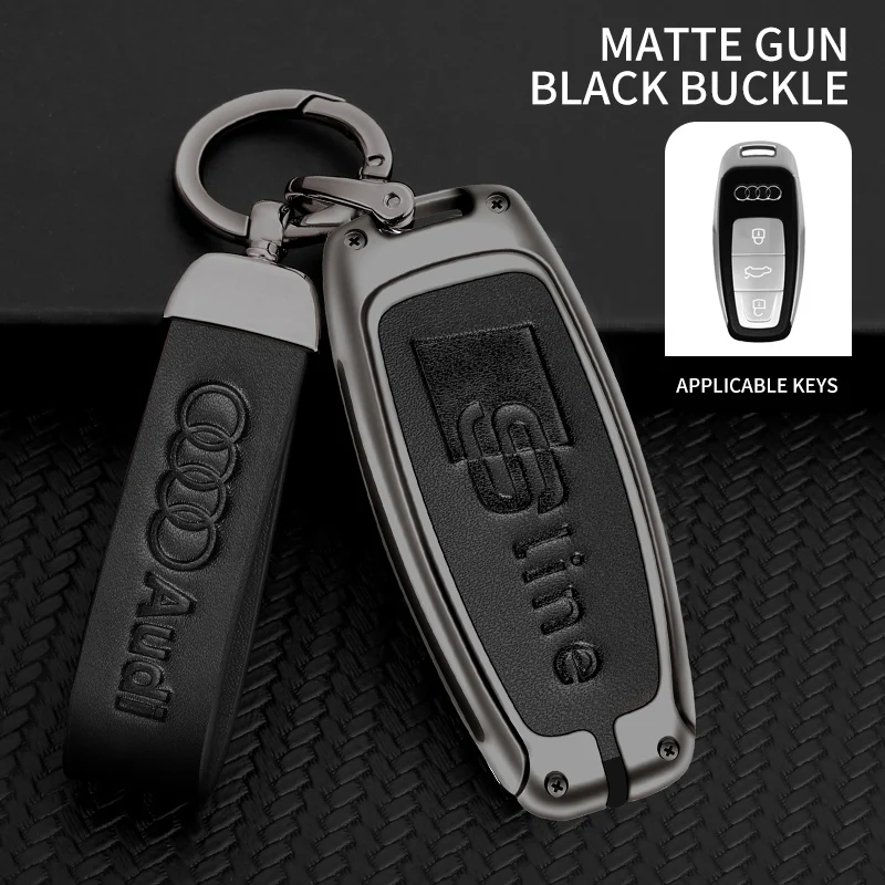 Car Remote Key Case Cover Fob Shell For Audi Sline Q8 RSQ8 A6 C8 S6 RS6 A7 S7 RS7 A3 8Y A8 D5 4N RS E-tron GT Q4 Q7 4M Keychain