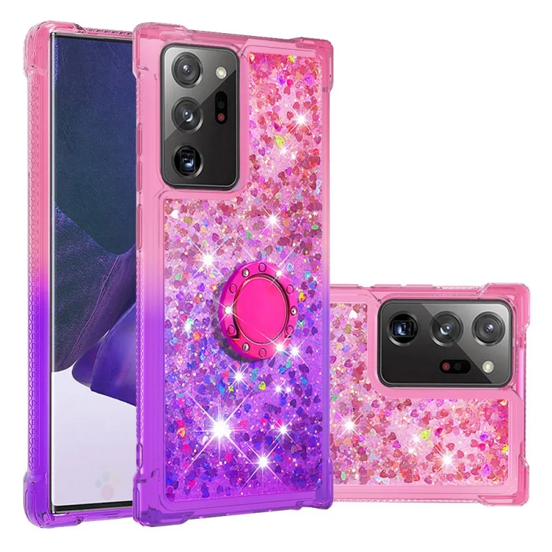 

Glitter Case For Samsung Galaxy A54 A34 A24 A14 A53 A23 A33 A13 A52 A72 A22 A32 S23 Ring Stand Holder Gradient Quicksand Cover