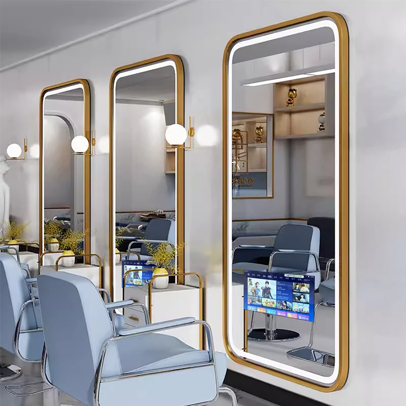 Floor-to-ceiling full-length mirror for hair cutting in smart perm hair salons