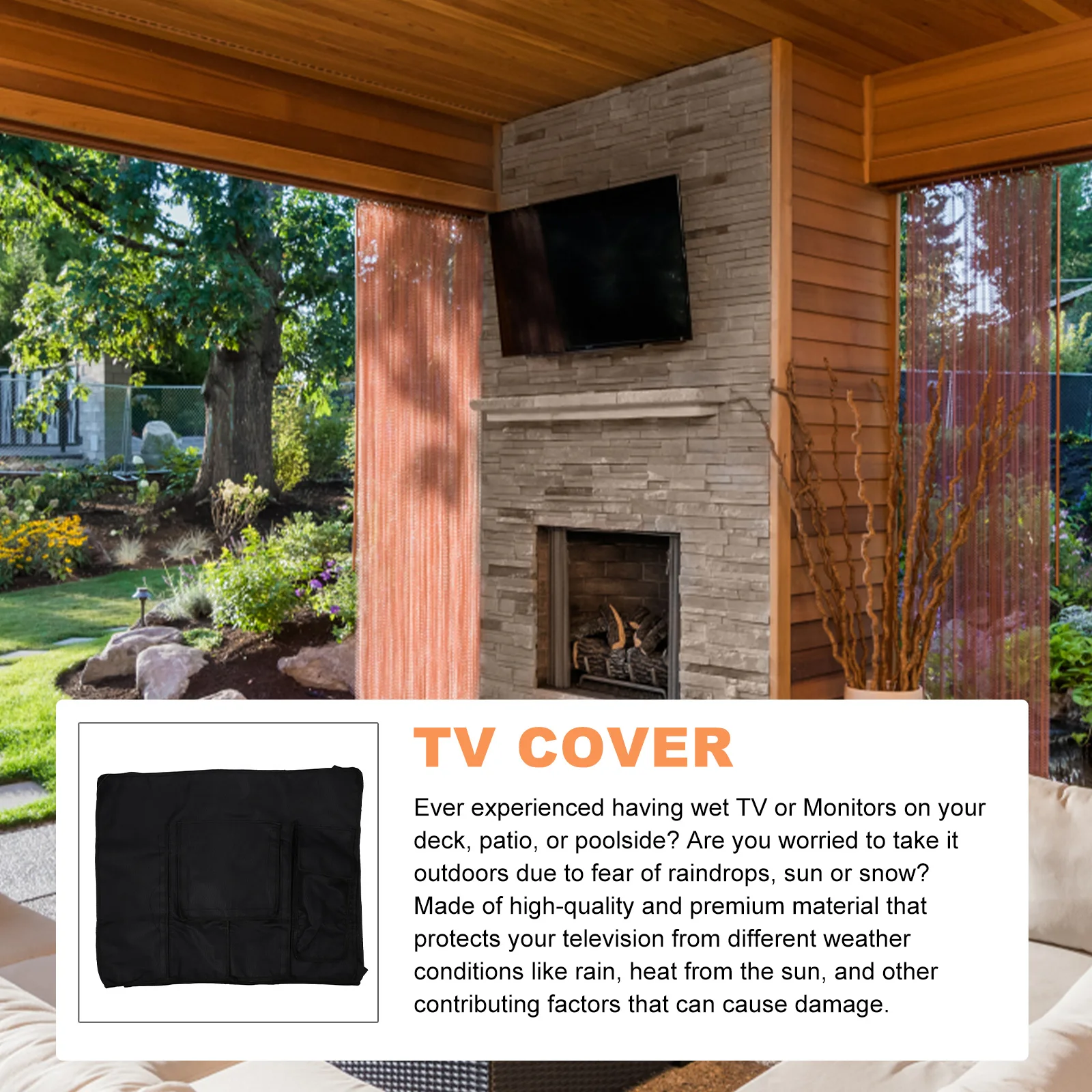 

Waterproof LCD Dustproof Outdoor Television Protector Weatherproof Screen Cover for Black Set with Remote for Outdoor