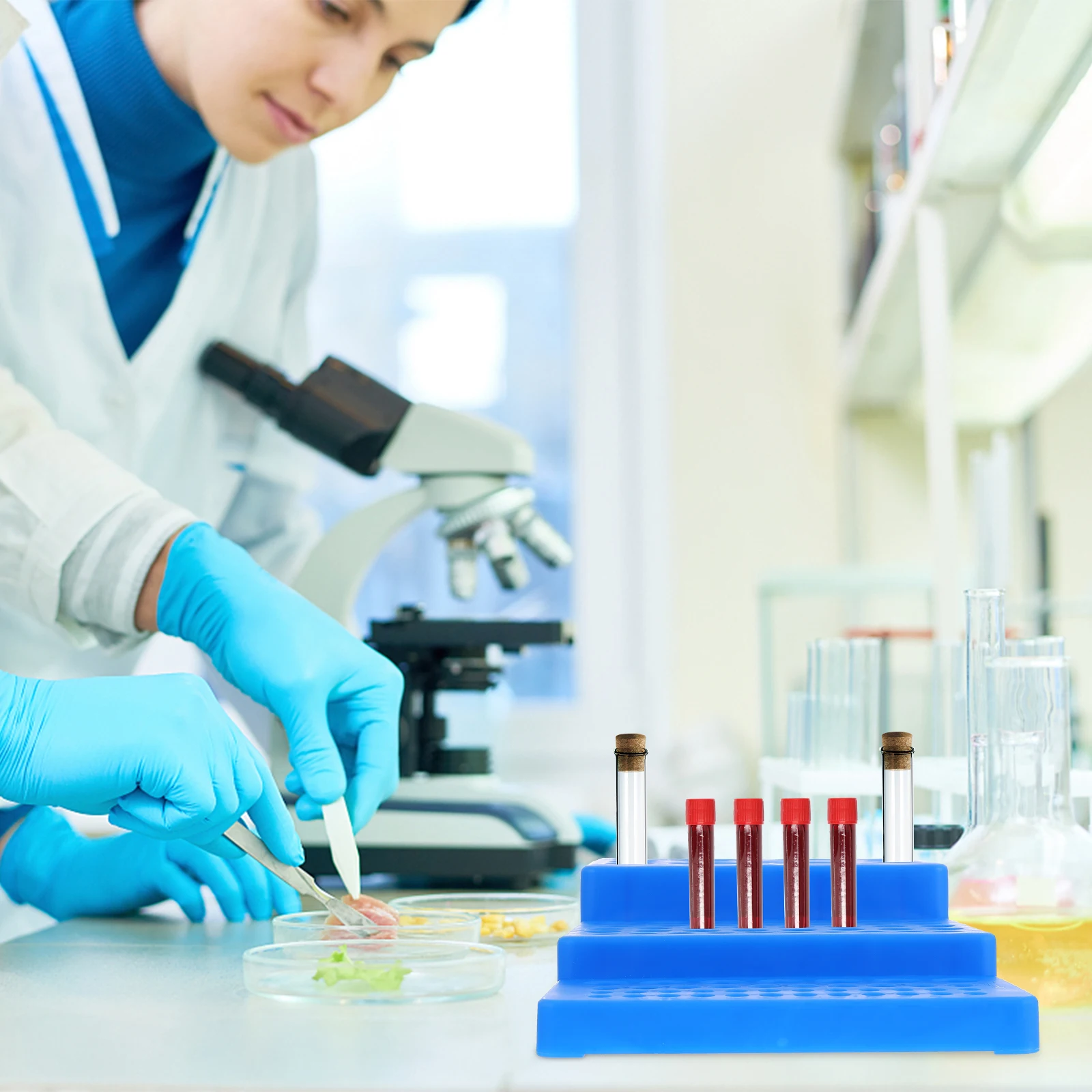 

1pc Trapezoid Test Tube Rack Pp Multi-Hole Lab Stand Tubes 40-Hole Laboratory Tool Organizer Holder