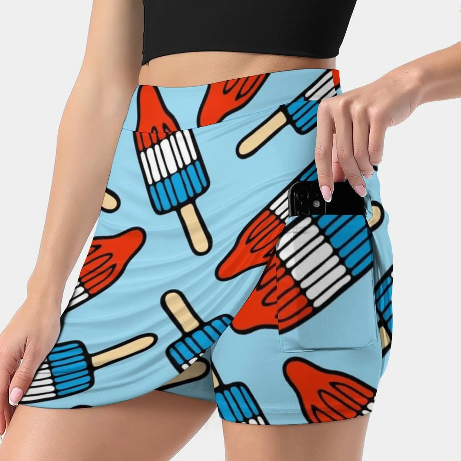 

Rocket Popsicle Pattern Skirts Woman Fashion 2022 Pant Skirt Mini Skirts Office Short Skirt Popsicle Rocket Turbo Pattern Blue