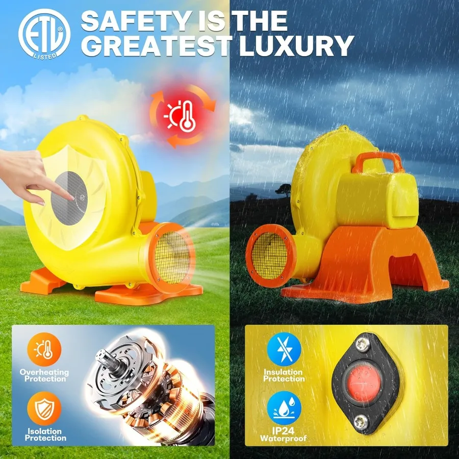 1100W 1.5HP 業務用インフレータブルバウンスハウスブロワー、屋外用バウンスハウス、ウォータースライド、エアソファ、塗装ブースなどに最適