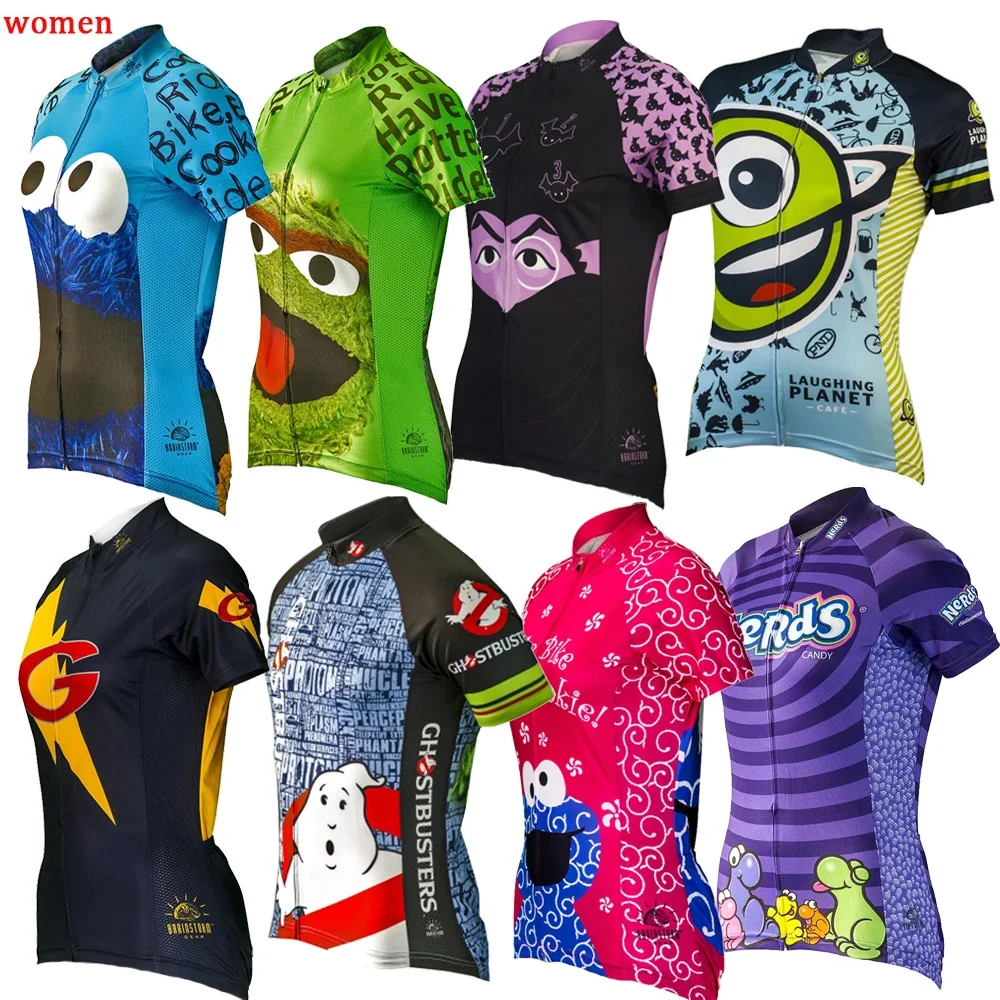 Nuevo Jersey de ciclismo divertido de verano para mujer, equipo de bicicleta de manga corta, ropa para bicicleta de montaña, paseo en bicicleta, comer galleta