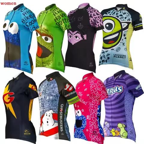 New Summer Funny Cycling Jersey Women Bike Team Short Sleeve Mtb Bicycle Clothing Ride Bike Eat Cookie