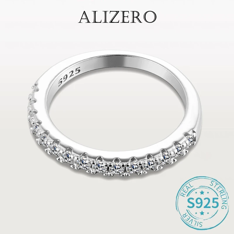 ALIZERO 1.5mm D Color Moissanite Ring z GRA 925 Sterling Sliver Plated 18k White Gold Obrączki ślubne dla kobiet Fine Jewelry