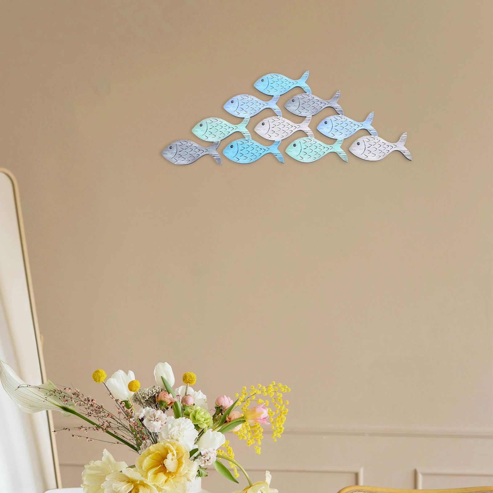 

Wooden Fish Decor Coastal Beach House Decor Home Bathroom Nautical Beach Theme Hanging Ornament Handcrafted Sculpture