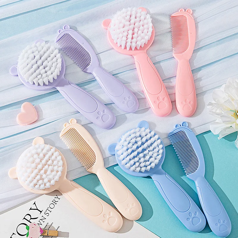 2Pcs/Set Cute Kids Baby Hair Brush and Comb Set for Newborns & Toddlers Baby Brush Soft Bristles Perfect Baby Gift