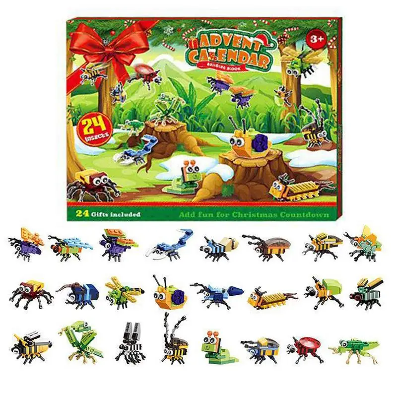 

12in1 Advent Calendar Classical Insect Animal Series Transformation Set DIY Building Blocks Toys For Kids Educational Toys