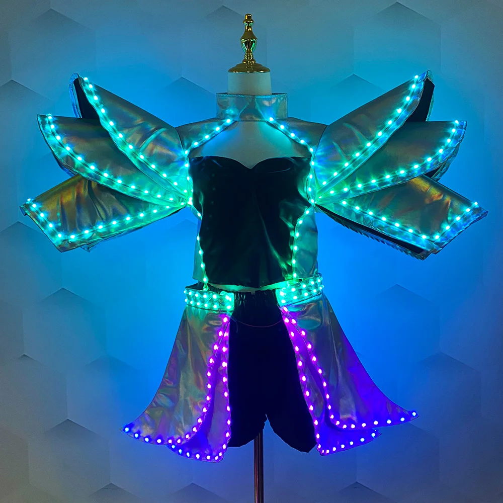 LED Ladies Light up set Sexy tutu DJ stage runway show costume Dance light up costume Halloween wedding party light up props