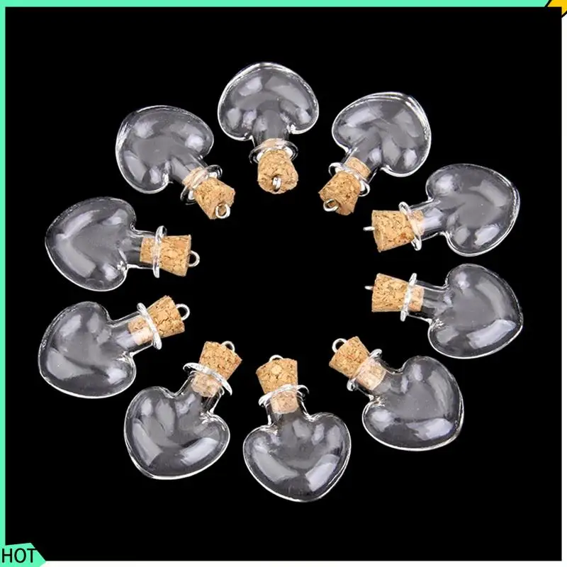 AWAH 100Pcs Glass Cork Bottle Glasses Ampoules Wool Bottle Pendants Heart Form