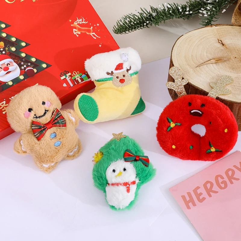 Desenhos animados do Natal Plush Keychain, Santa, boneco de neve, alces, árvore de Natal, boneca recheada, pingente, chaveiro do carro, mochila, decoração do saco