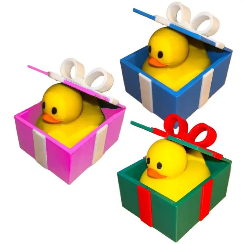 Cute Duck Figurine Animal In Box Dashboard Decorations 3D Printed Christmas Duck Desktop Animal Decoration Figurine For Holiday