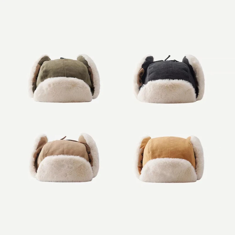 Protetor de orelha earmuff boné com punho gorro de inverno moda versátil bombardeiro chapéus beiraisless bonés na moda cúpula grossa acessório quente