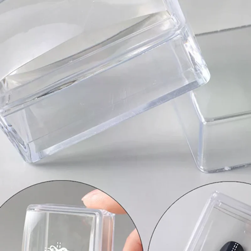 

1Pc Transparent Rectangle Nail Art Stamper With Scraper Silicone Head Transfer Tool Fast Clear Jelly French Stamping Manicure