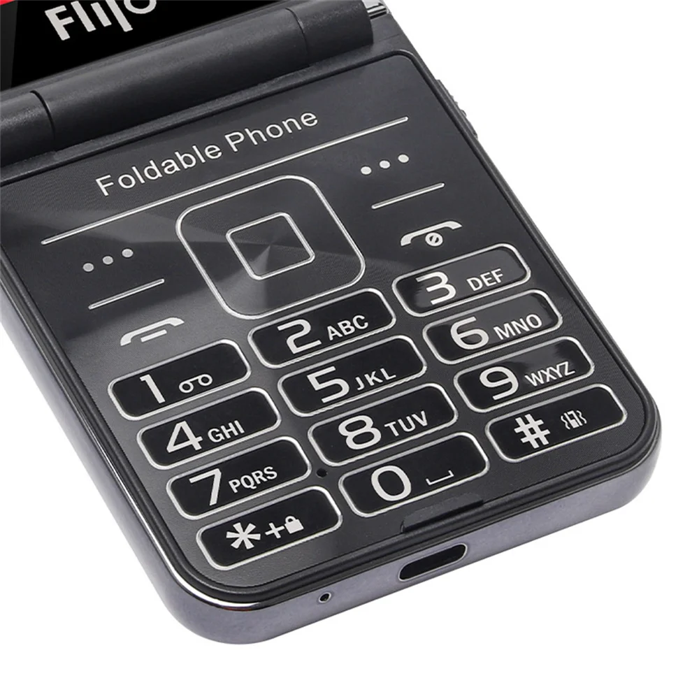 Uniwa f265 fold flip phone dual bildschirm single nano große druckknopf 2g handy für ältere 1400mah batterie englische tastatur