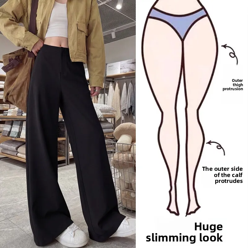 

Spring Summer New Style Versatile Commute Wide Leg Pants Women plus Size 200 Pounds Slimming Drapey Straight Casual Trousers