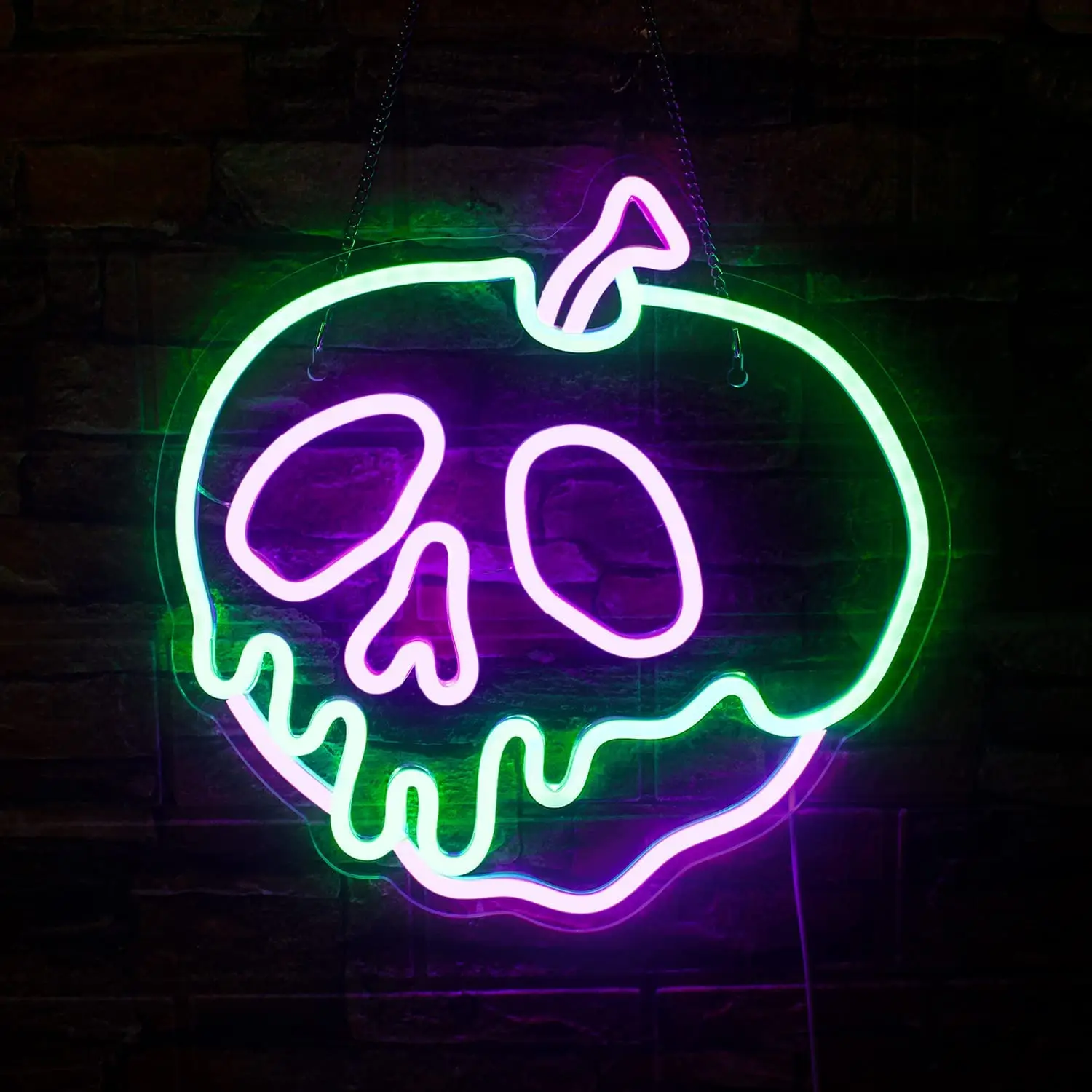 Neon LED Skull para Halloween, Vestir Decoração, Sala de jogos, Bar, Decoração de Natal e Aniversário