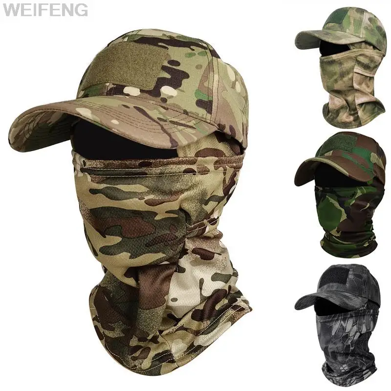 Military Hood Tactical Army Baseball Caps for Men Women Summer Snapback Sun Hats Outdoor Camouflage Balaclava Half Ski Mask