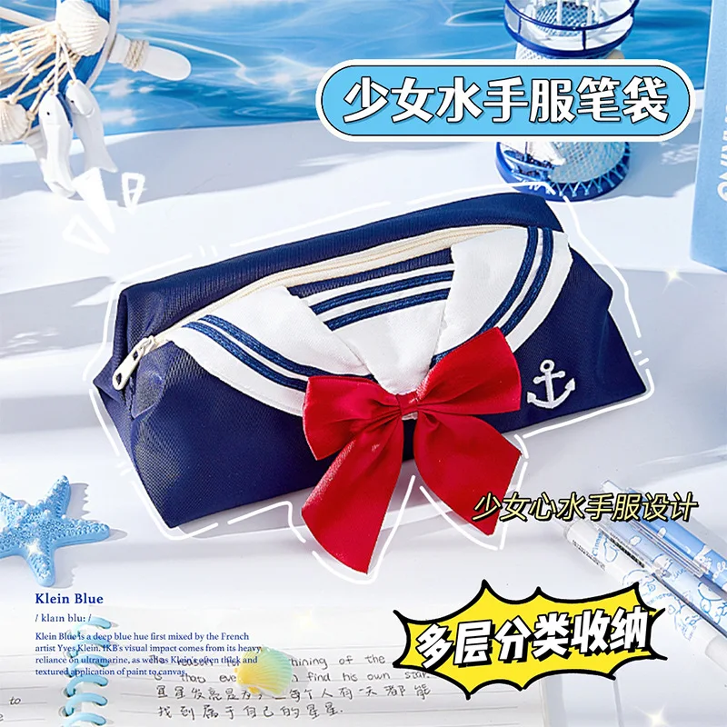 

Cute Pencil Case Bow Tie Pencil Case Creative Sailor Pencil Bag Multifunctional Cute Stationery Storage Bag Gift For School