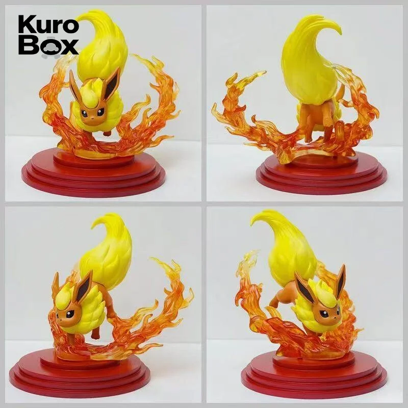 Cute Fire Fox Creature Figurine Anime Evolution Beast Ornament Collectible Statue Birthday Gift For Fans Home Display Model Toy