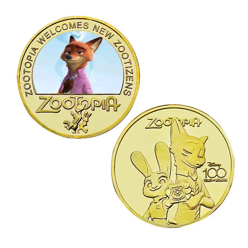 Zootopia 2 Nick Wilde Judy Hopps Weihnachts-Gedenkmünzen, Anime-Actionfiguren, Souvenir, Geschenk für süße Mädchen zum Geburtstag