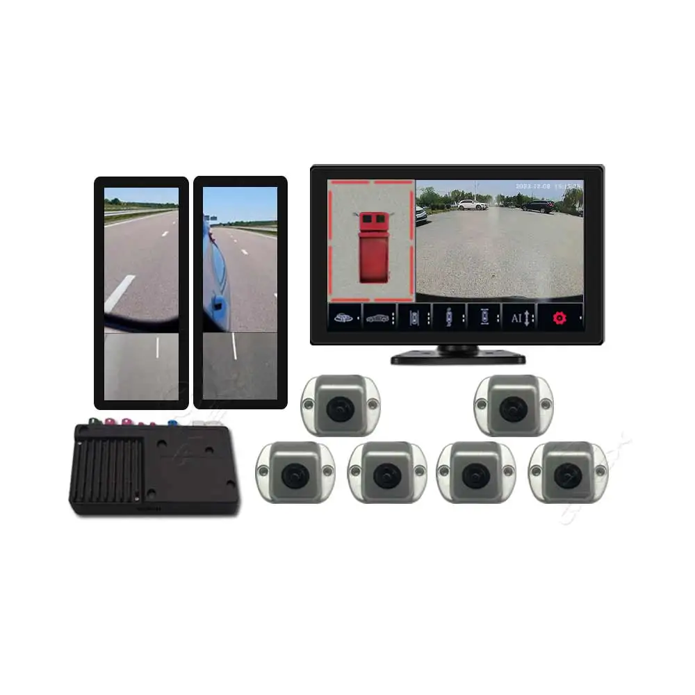 360 Degree Car Securit 3D Bird View System 6 Way Split Screen Car Reversing Aid 360 with Electronic Mirror
