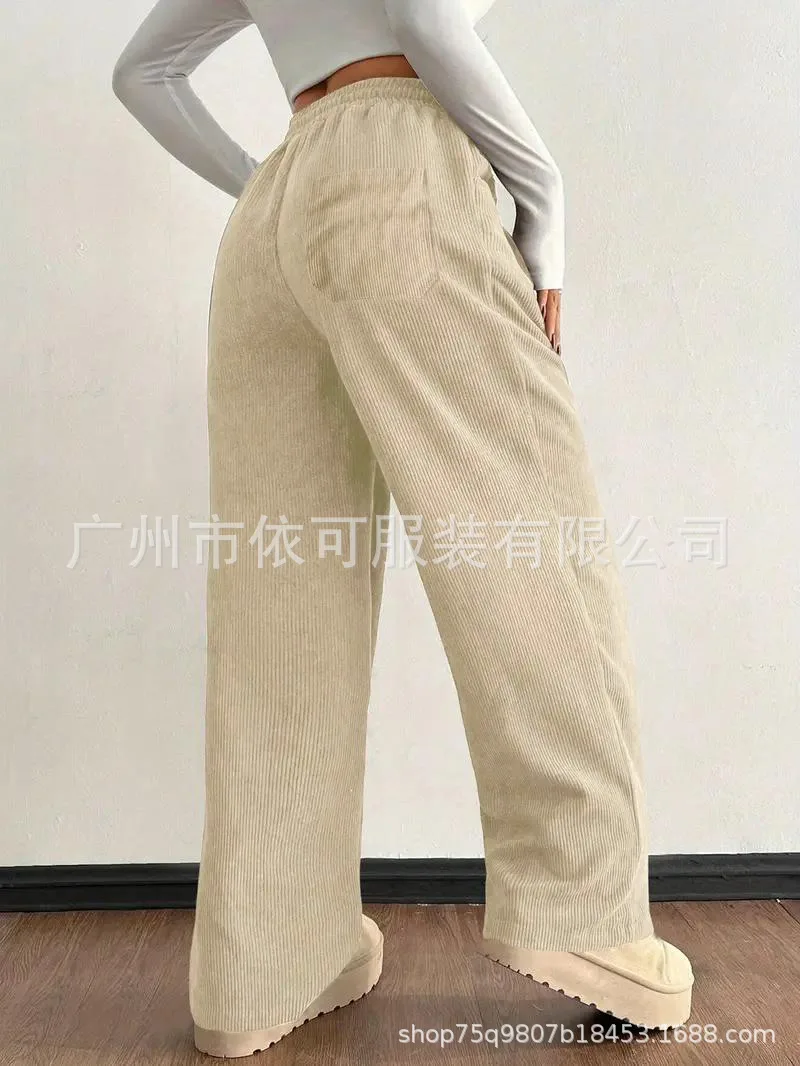 Spring Autumn Straight Leg Long Pants Wide Leg Trousers Quick Dry Printed Elastic Waist Loose Fit Sports Lightweight sweatpants